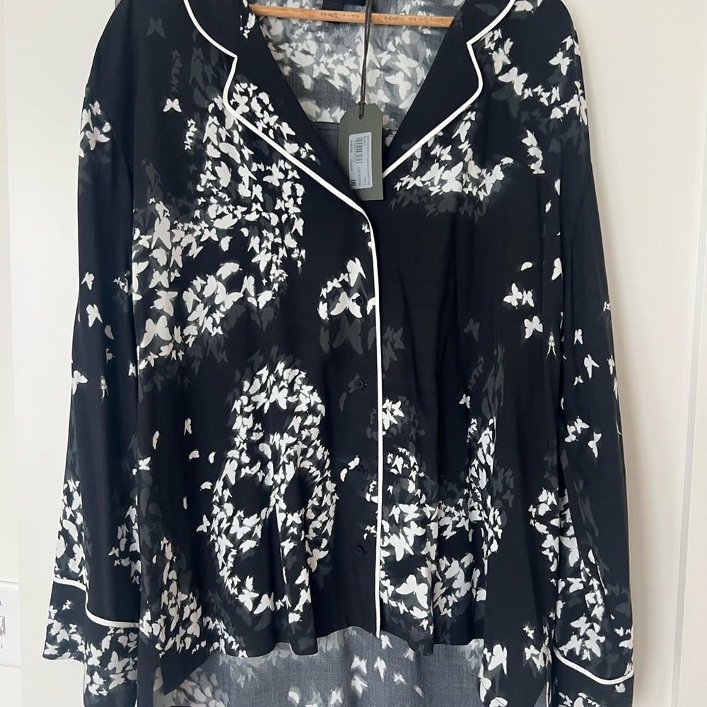 All saints Black and White Butterfly Pajama Top NWT